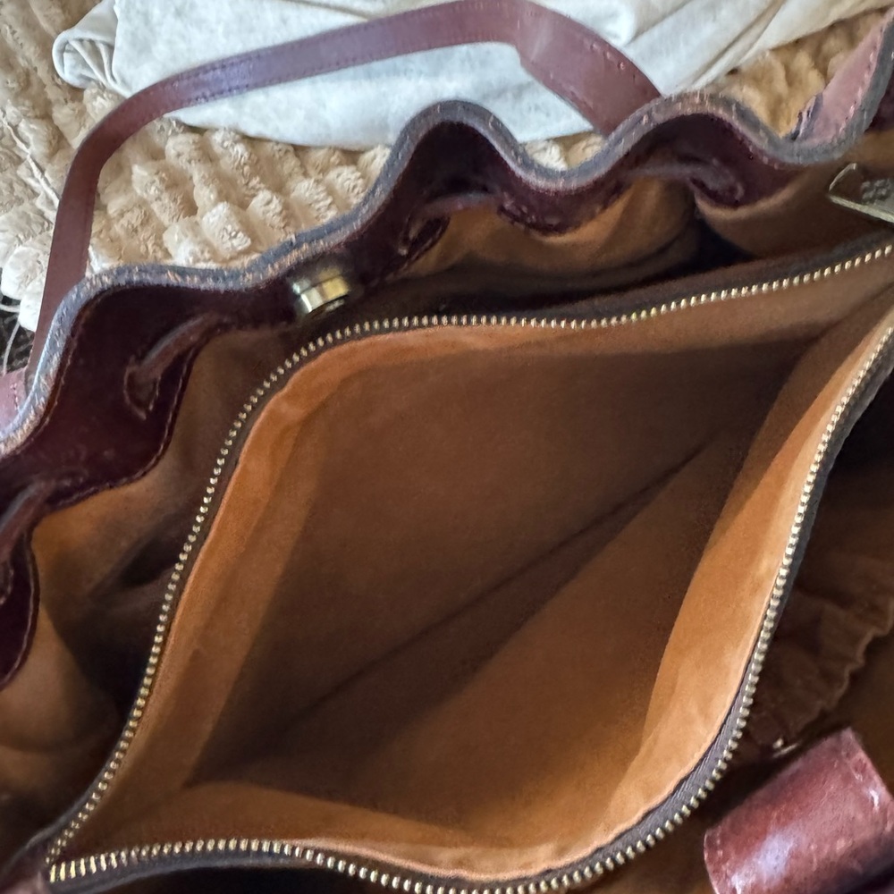 Patricia Nash Leather Drawstring Witney Tote - Distressed British Tan - Picture 11 of 12
